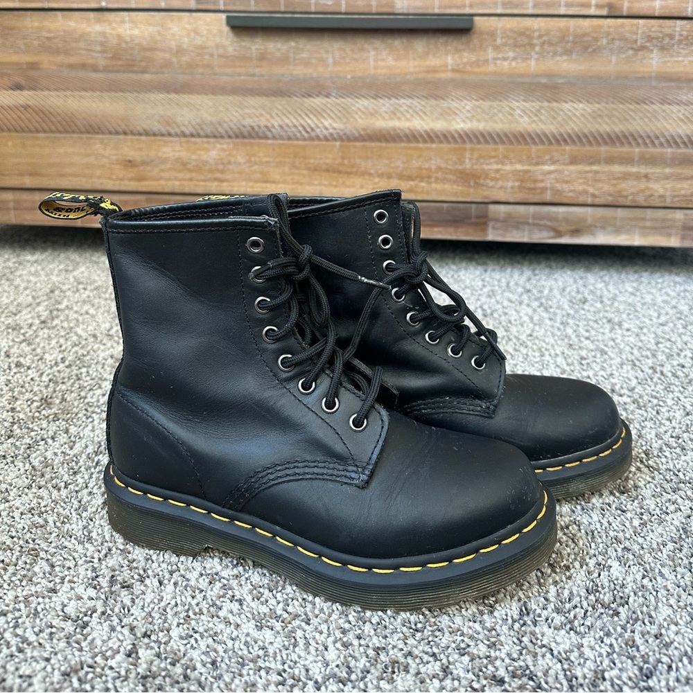 Dr. Martens Black Combat Moto Boots with Air-Cushioned Sole